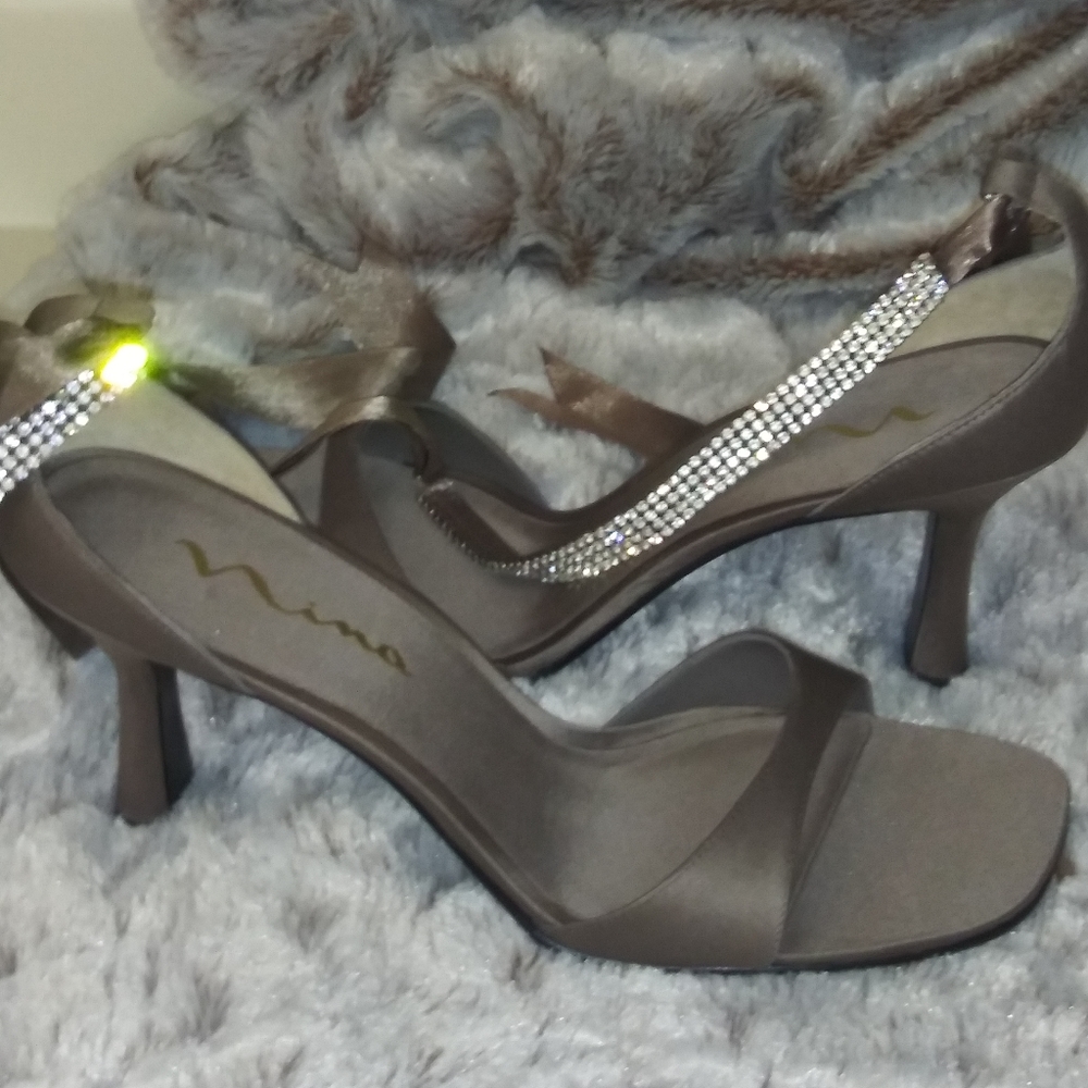 Fancy Satin Ribbon Rhinestone Heels
